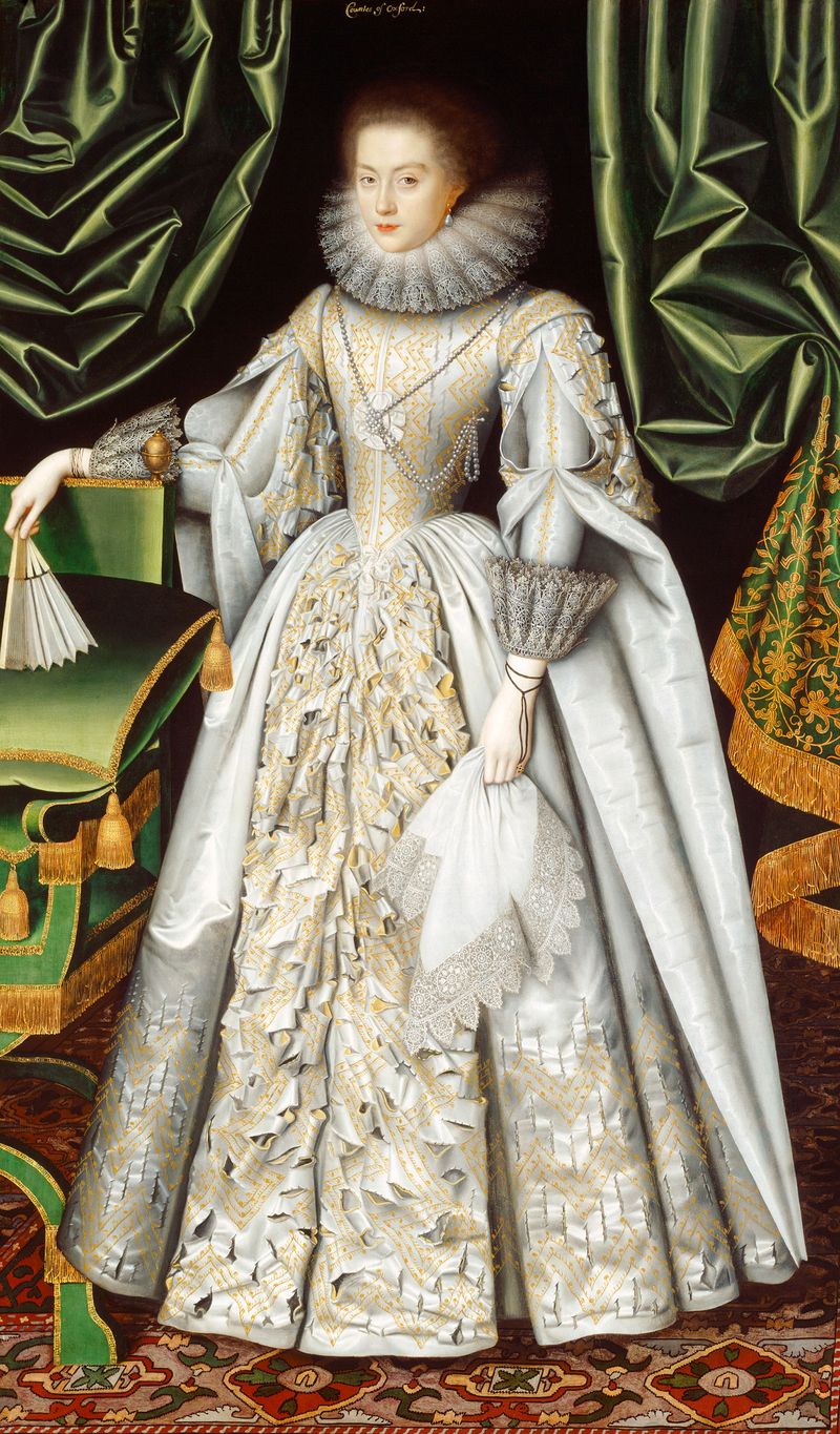 William Larkin, Portrait of Diana Cecil, later Countess of Oxford, circa 1614–1618, Oil on canvas, 206 x 120 Iveagh Bequest (Kenwood, London) Larkin_William__Diana-Cecil.jpg