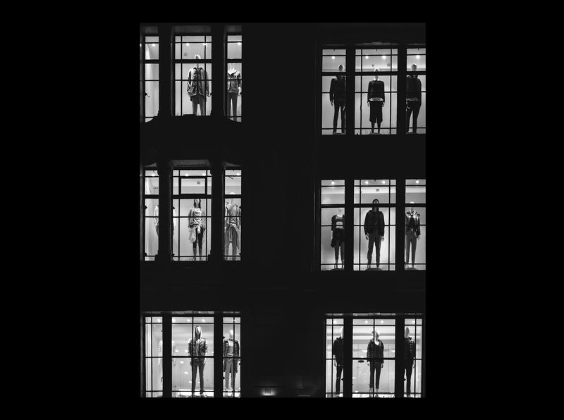 Shop window with mannequins Shop window with mannequins